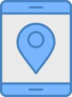 Location Line Filled Blue Icon vector