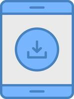 Downloading Data Line Filled Blue Icon vector