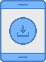 Downloading Data Line Filled Blue Icon vector