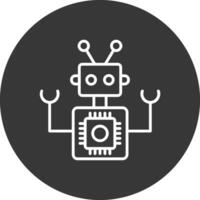 Robot Line Inverted Icon Design vector