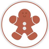 Gingerbread Man Flat Circle Icon vector