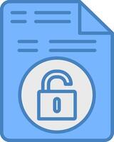 Unsecure File Line Filled Blue Icon vector