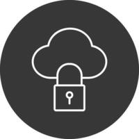 Cloud Lock Line Inverted Icon Design vector