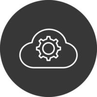 nube ajustes línea invertido icono diseño vector