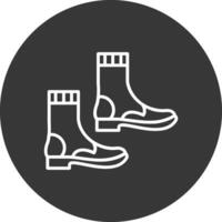 botas línea invertido icono diseño vector