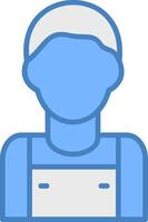 Loader Man Line Filled Blue Icon vector