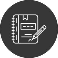 cuaderno línea invertido icono diseño vector