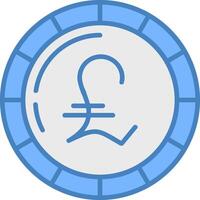 libra moneda línea lleno azul icono vector