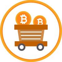 Bitcoin Trolley Flat Circle Icon vector