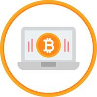 Bitcoin Mining Flat Circle Icon vector