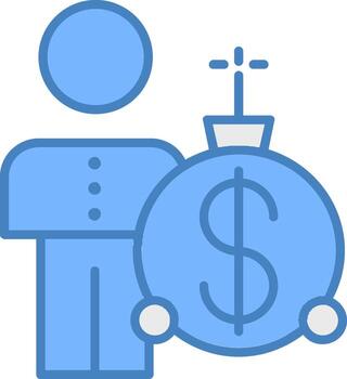 Debt Problems Line Filled Blue Icon vector