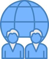 Global Management Line Filled Blue Icon vector