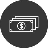 dólar línea invertido icono diseño vector