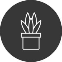 Snake Plant Line Inverted Icon Design vector