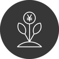 Chinese Money Plant Line Inverted Icon Design vector