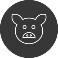 cerdo línea invertido icono diseño vector