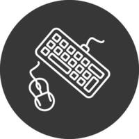 teclado y ratón línea invertido icono diseño vector