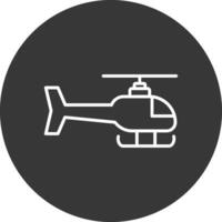 helicóptero línea invertido icono diseño vector