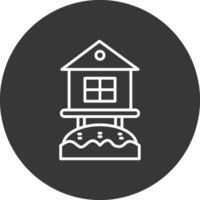 Beach Hut Line Inverted Icon Design vector