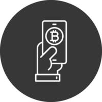 pagar bitcoin línea invertido icono diseño vector