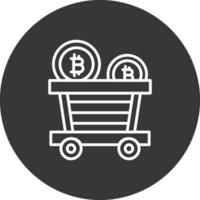 bitcoin carretilla línea invertido icono diseño vector