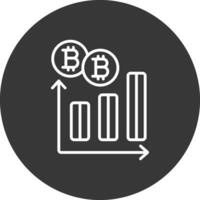 bitcoin grafico línea invertido icono diseño vector