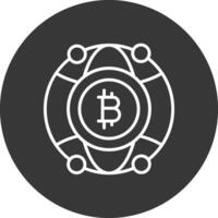 global bitcoin línea invertido icono diseño vector