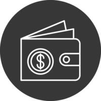 billetera línea invertido icono diseño vector
