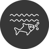 Fish Line Inverted Icon Design vector