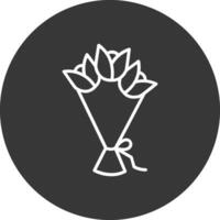 mano ramo de flores línea invertido icono diseño vector