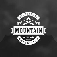 Mountains camping logo emblem illustration. vector