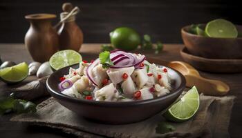 pescado ceviche con cebollas foto