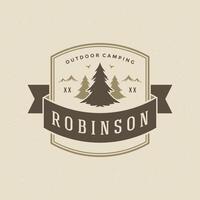 Forest camping logo emblem illustration. vector