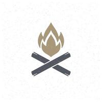 Bonfire flame Design Element in Vintage Style for Logotype vector