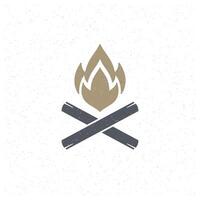 Bonfire flame Design Element in Vintage Style for Logotype vector