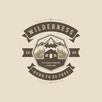 Forest camping logo emblem illustration. vector