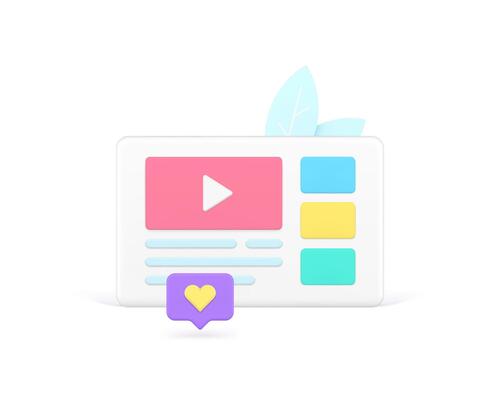 Media content internet browser player web entertainment social network 3d icon
