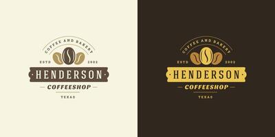 Coffee shop logo template illustration with bean silhouette good for cafe badge design and menu decoration vector