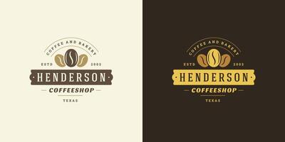 Coffee shop logo template illustration with bean silhouette good for cafe badge design and menu decoration vector