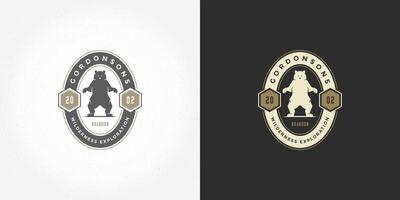 Bear logo emblem illustration silhouette for shirt or print stamp vector