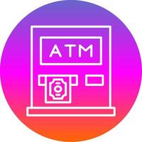 Atm Machine Line Gradient Circle Icon vector