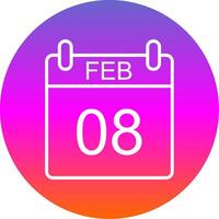 February Line Gradient Circle Icon vector