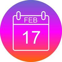 February Line Gradient Circle Icon vector