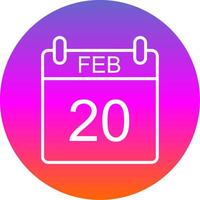 February Line Gradient Circle Icon vector