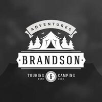 Forest camping logo emblem illustration. vector