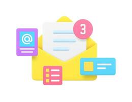 Business mail email management productivity correspondence communication 3d icon realistic vector