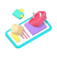 Online shopping order delivery payment marketplace smartphone application 3d icon realistic vector