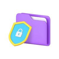 Document file folder protection information business data security access 3d icon realistic vector