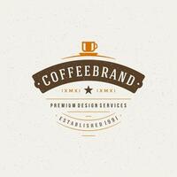 Coffee Shop Design Element in Vintage Style for Logotype vector