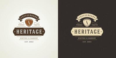 Coffee shop logo template illustration with bean silhouette good for cafe badge design and menu decoration vector